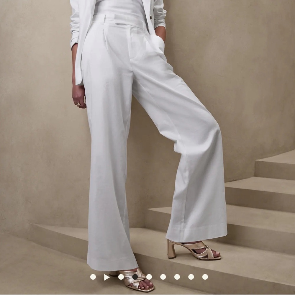 High waist wide leg linen pants